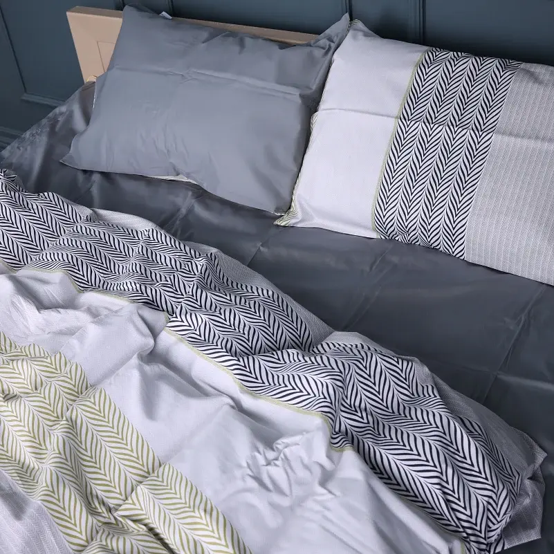 Простыня MirSon Сатин Geometric comfort 110х160 см серая (2200011123837) - фото 4