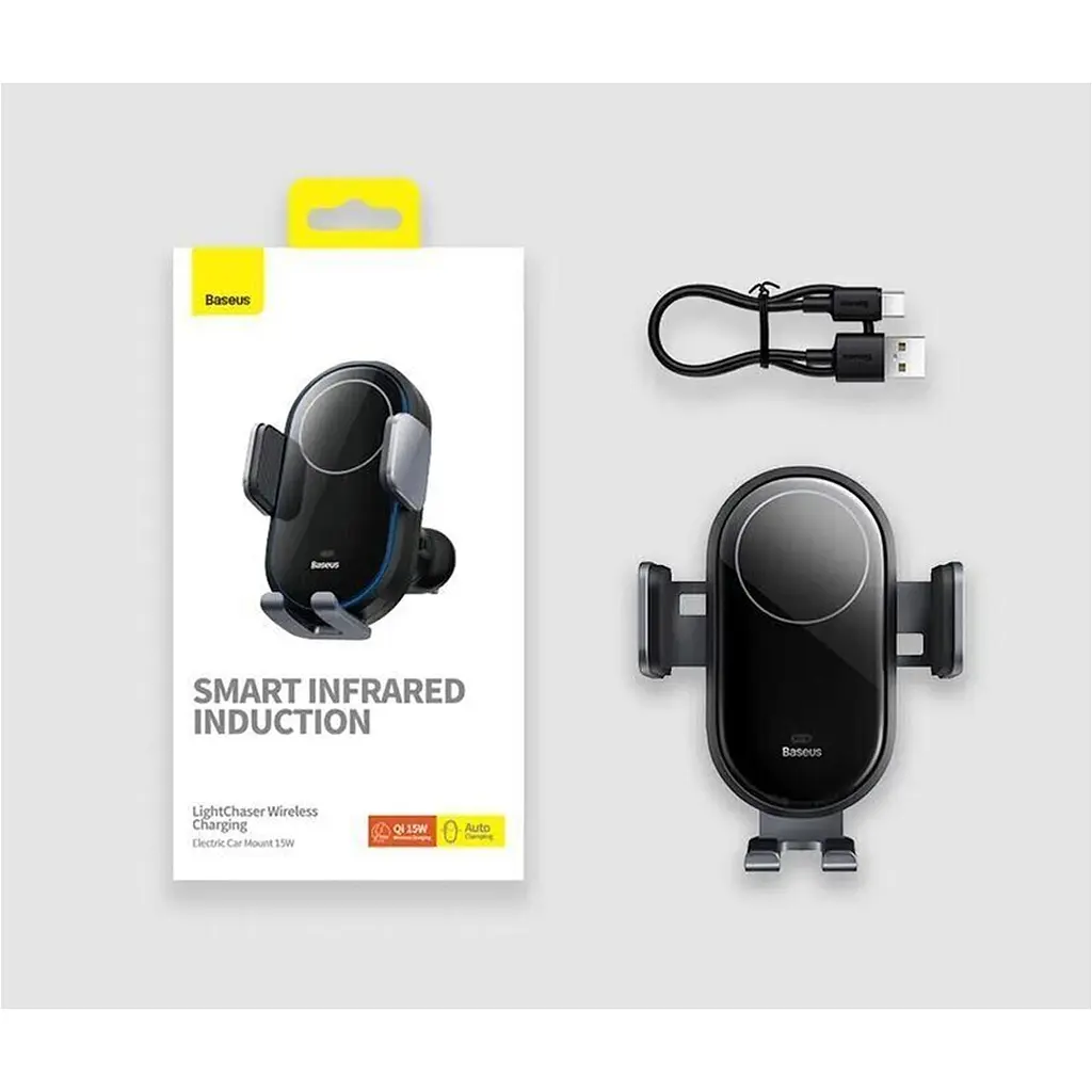 Автодержатель Baseus LightChaser Electric Car Mount с беспроводной зарядкой Black [C40355900121-00] [116279] - фото 8