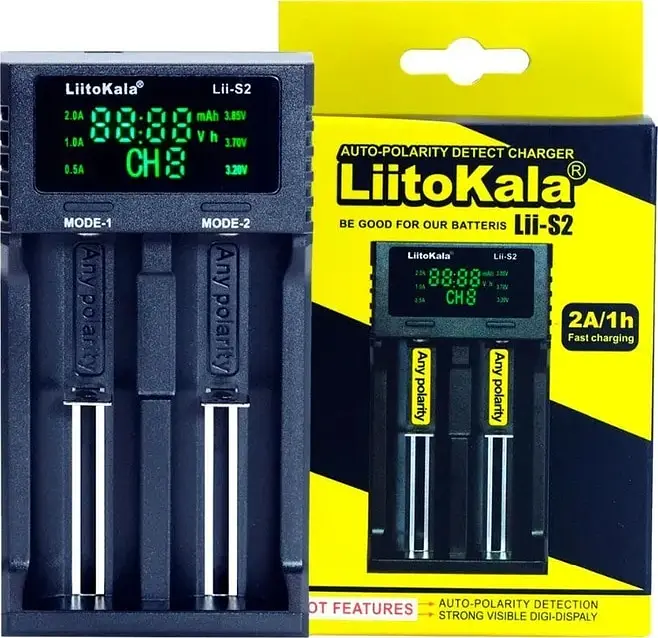 Зарядний пристрій для акумуляторів Li-Ion/LiFePO4/Ni-Mh інтелектуальний на 2 незалежні канали з рухомими контактами 18650, AA, AAA Liitokala Lii-S2 8902 - фото 10