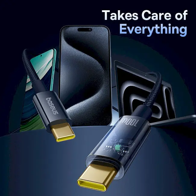 Кабель Baseus Explorer Charging with Auto Shutdown Cable Type-C to Type-C 100W 1m P10319704321-00 Blue - фото 7