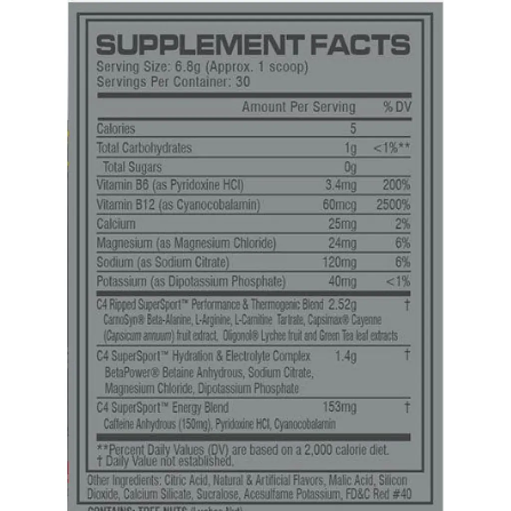 Предтренировочный комплекс Cellucor C4 Pre Workout Super Sport Arctic Snow Cone 204 г  - фото 2