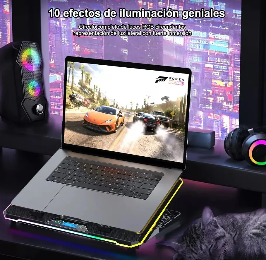 Охолоджувальна підставка для ноутбука до 21 дюймів Ice Coorel K-15D 15 fans RGB - фото 3