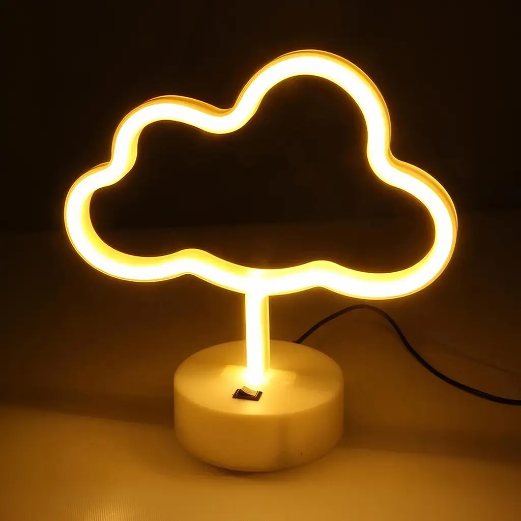 Неоновий нічник Хмара, світильник, USB, живлення через PowerBank та батарейки, теплий білий (WLS-QX-NH2396W)