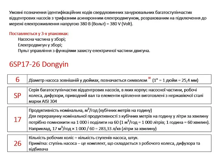 Насос відцентровий свердловинний DONGYIN 6SP46-13 380В 22кВт H 174(109)м Q 1100(800)л/хв Ø145мм +пульт (з 3х частин) (7777513) - фото 4