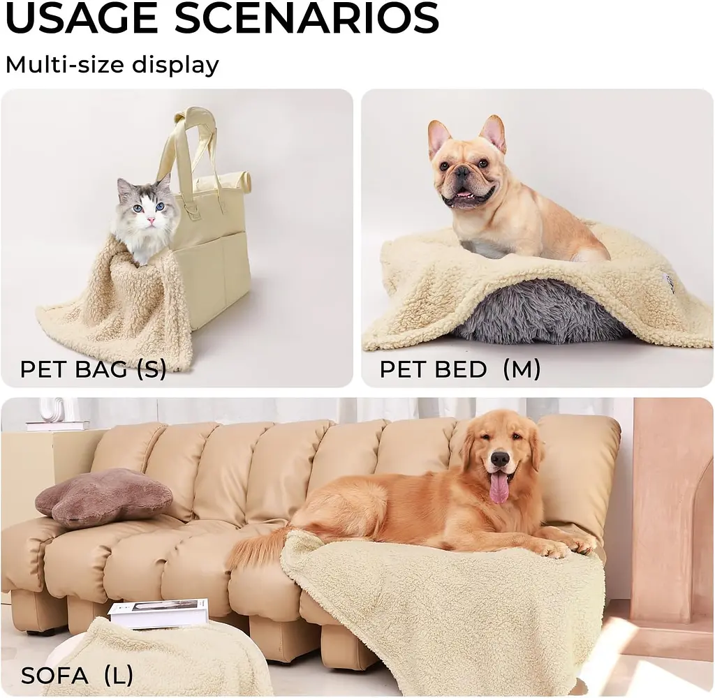 Ковдра для тварин Derby Calming Blankets Fluffy Premium Fleece Бежевий 80х100 см - фото 3