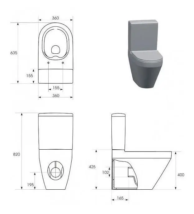 Унітаз підлоговий овальний Cersanit Crea K114-023 CleanOn з сидінням Slim дюропласт soft close без бачка 30412 - фото 4