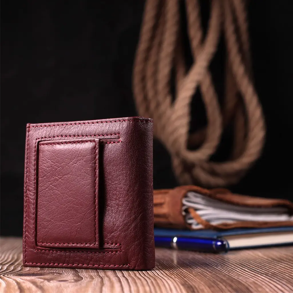 Компактний жіночий гаманець із натуральної шкіри ST Leather 22674 бордовий - фото 8