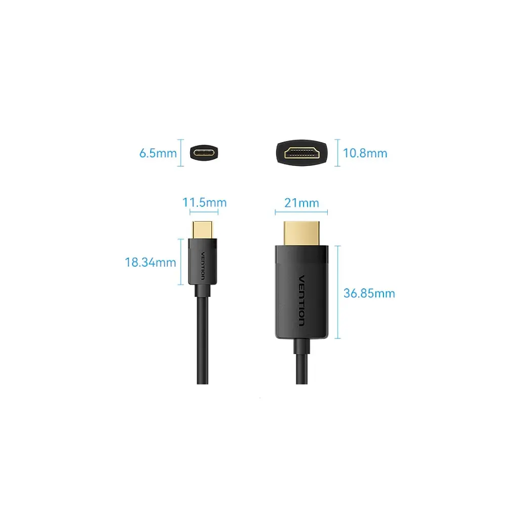 Кабель мультимедійний USB-C to HDMI M 2.0m 4K 60Hz black Vention (CRIBH) - фото 2