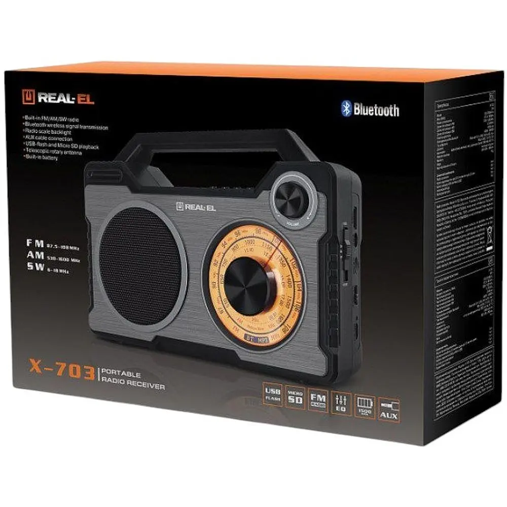 Радиоприемник портативный REAL-EL X703 Black - фото 8