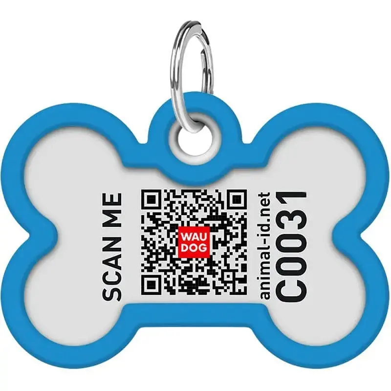 Адресник для собак і котів Waudog Smart ID з QR паспортом Градієнт блакитний 4х2.8 см - фото 4