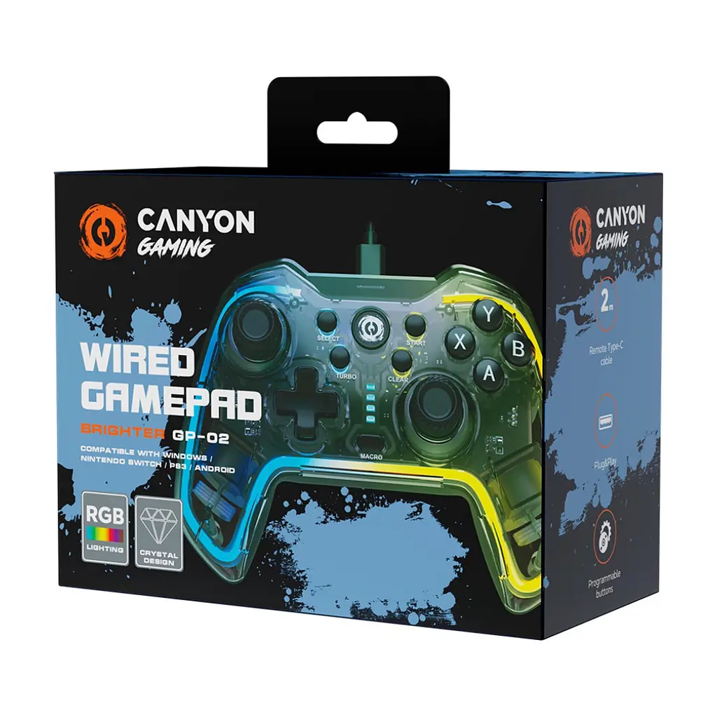 Геймпад Canyon Brighter GP-02 Wired RGB 4in1 PS3/Android BOX-TV/Nintendo Crystal (CND-GP02) - фото 2