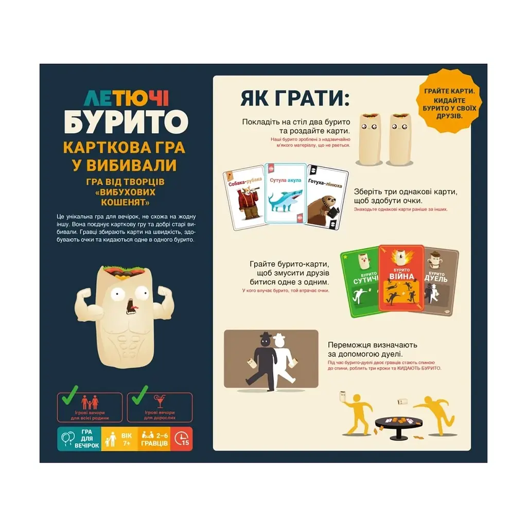Настільна гра Geekach Games Летючі бурито (Throw Throw Burrito) (укр.) (EKITTB01UA) - фото 4