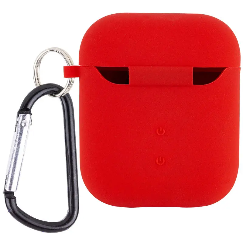 Силиконовый футляр с микрофиброй для наушников Airpods 1/2 Красный / Red - фото 2