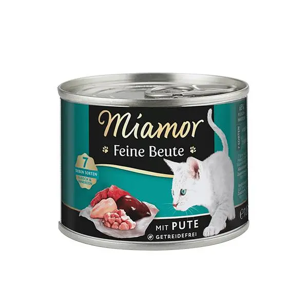Вологий корм Miamor Feine Beute mit Pute беззерновий повнораціонний Міамор корм для котів, Індичка 185 г (74442)