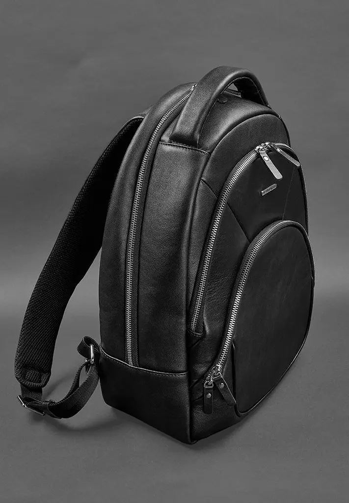Шкіряний рюкзак чорний краст - фото 4