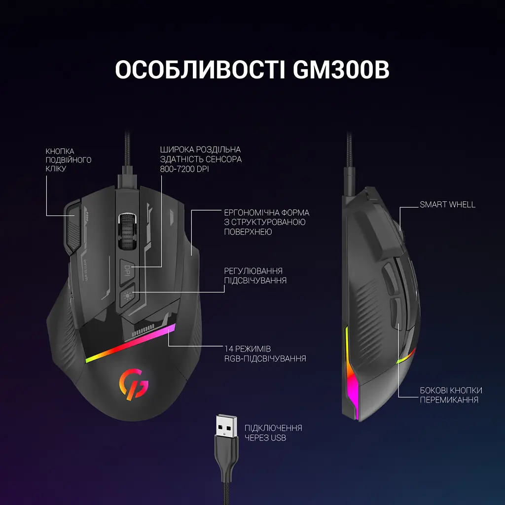 Мишка GamePro GM300B USB Black (GM300B) - фото 9