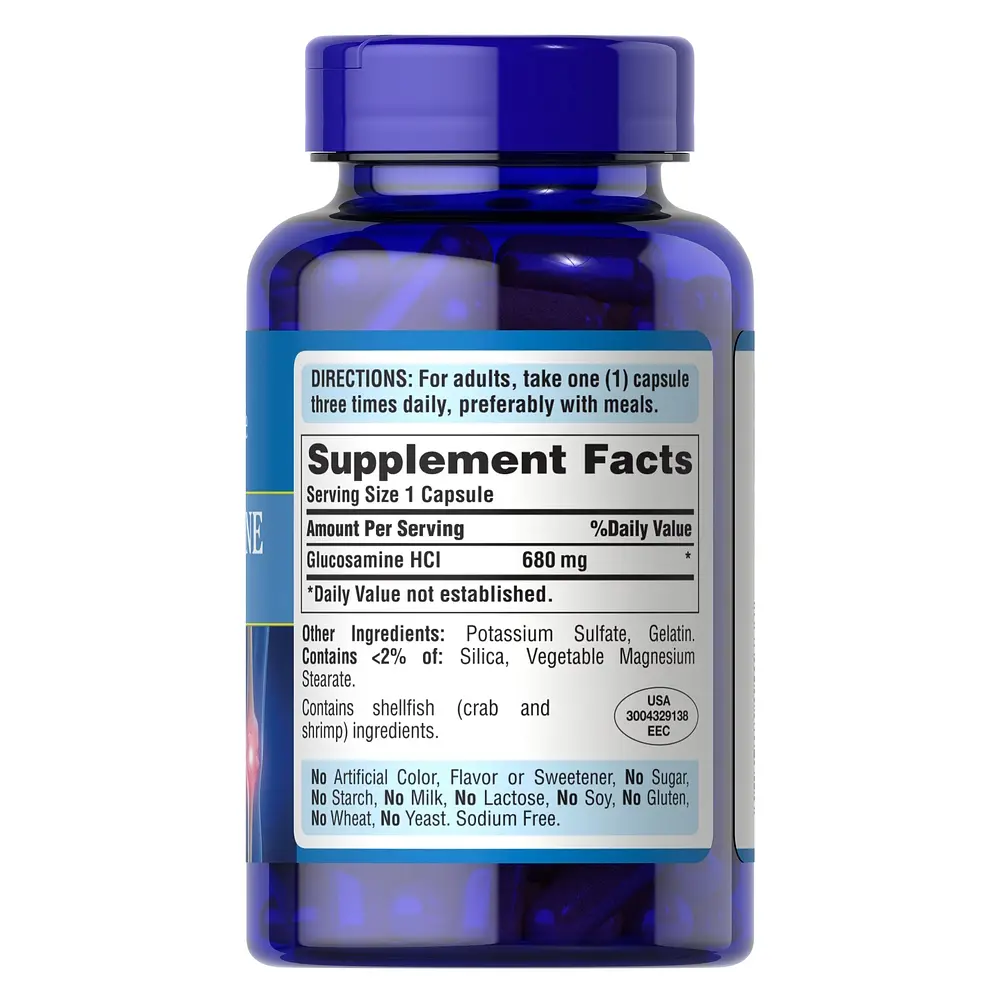 Глюкозамін гідрохлорид Puritan's Pride Glucosamine HCL 680 mg, 120 капсул для підтримки здоров'я суглобів - фото 2