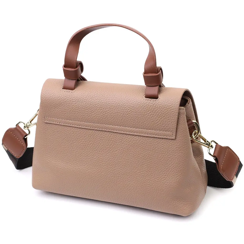 Ділова сумка для жінок з короткою ручкою з натуральної шкіри Vintage 22668 коричнева - фото 2