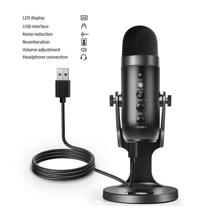 Професійний студійний конденсаторний мікрофон Jmary MCPW8 USB Black - фото 6