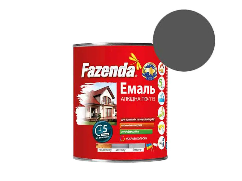 Емаль алкідна ПФ-115 FAZENDA Темно-сірий 2.8кг