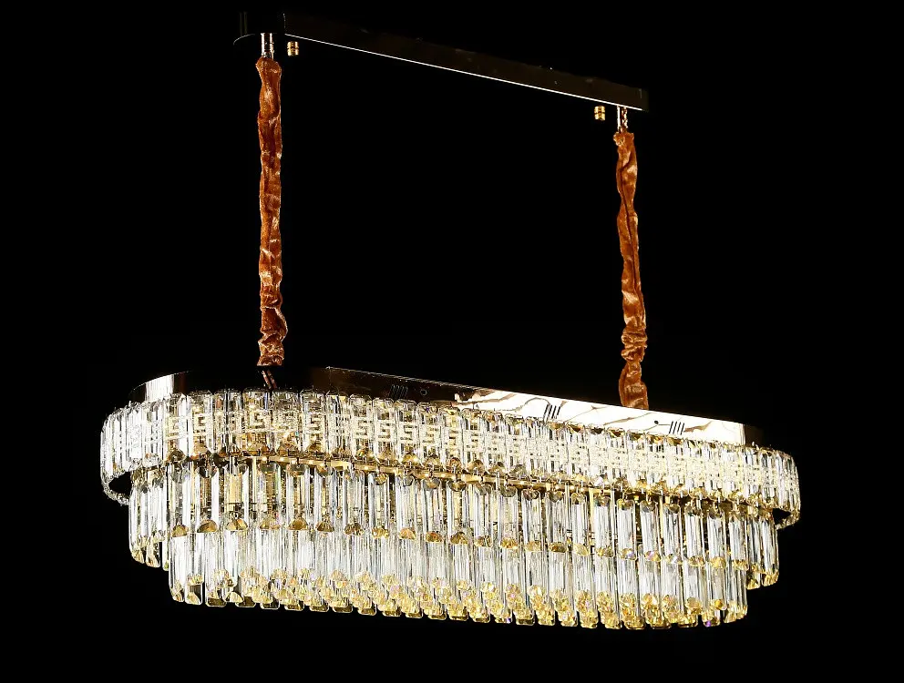 Овальна золота кришталева світлодіодна люстра Splendid Ray L2211/1000*350/8+LED (SGD), 100 см на 8 ламп - фото 3