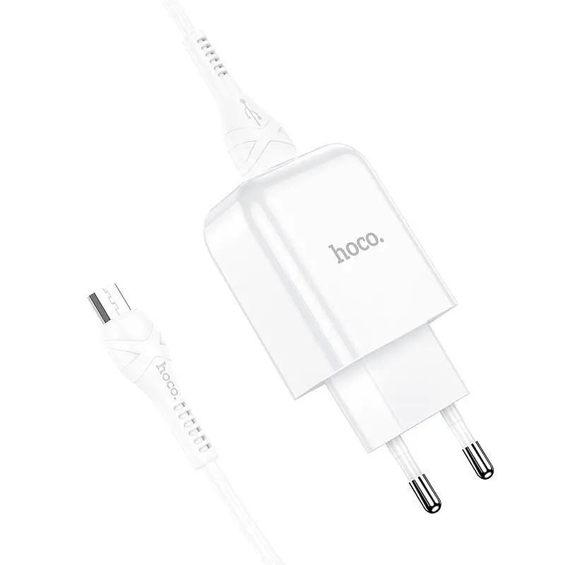 Адаптер мережевий HOCO Micro USB cable Vigour N2 білий - фото 2