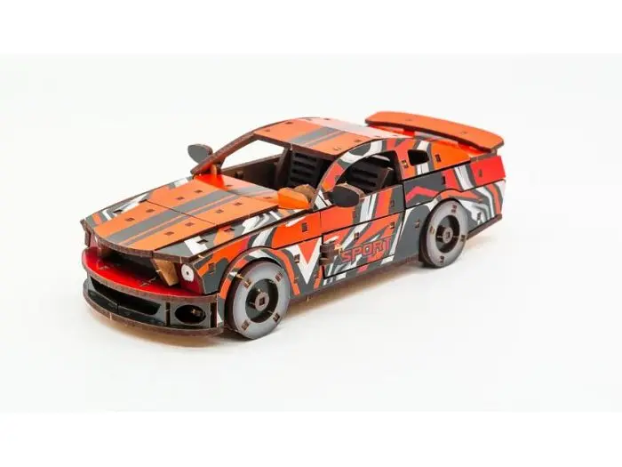 Дерев'яний 3D конструктор Muscle car GT, Puzzleоk (Puz-00641), 162 дет. (червона) - фото 4