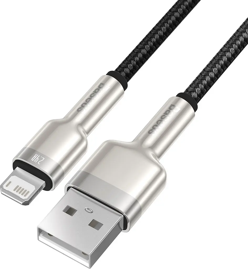 Кабель Baseus Cafule Metal USB to Lightning 2.4A 0.25m Black (CALJK-01) [78967] - фото 3