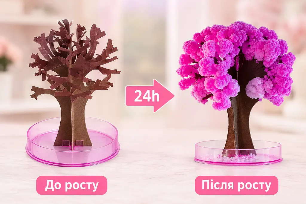 Штучна квітка сакури Magic Sakura / Творчий набір для вирощування кристалів - фото 3