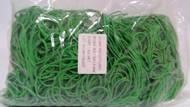 Банківські гумки, Plast, №60, зелені, 1,5 мм, діаметр 60 мм, 1 кг, для пакування та в'язання зелені