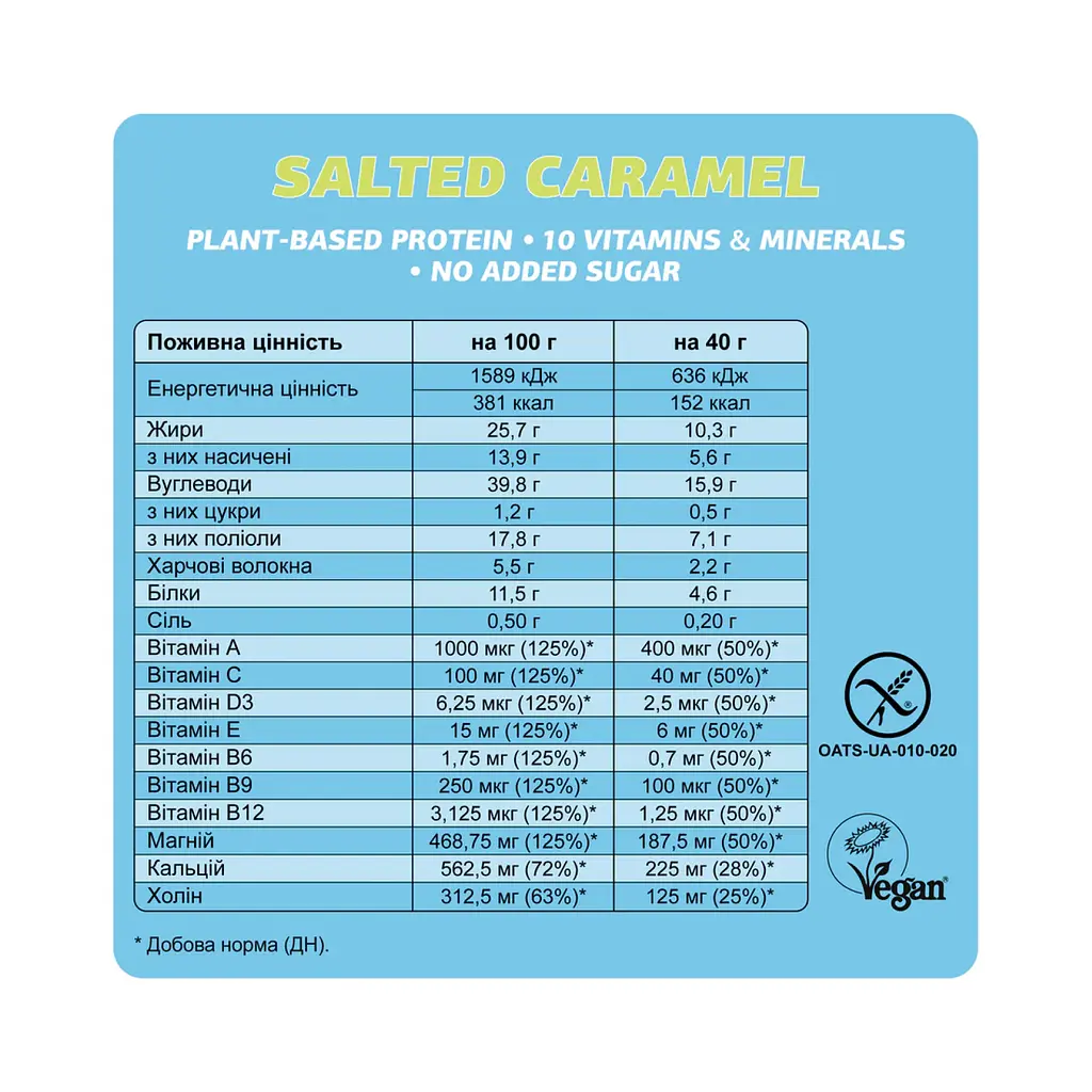Веганские низкокалорийные батончики Fizi Mood Booster Salted Caramel 480 г (12 шт. x 40 г) - фото 3