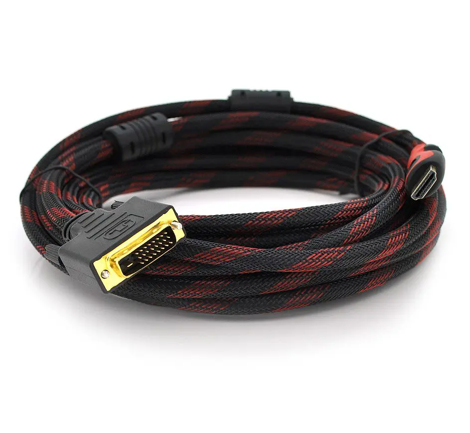 Кабель DVI-HDMI Voltronic YT-HDMI-DVI 2 феррита, оплетка, 5м - фото 2