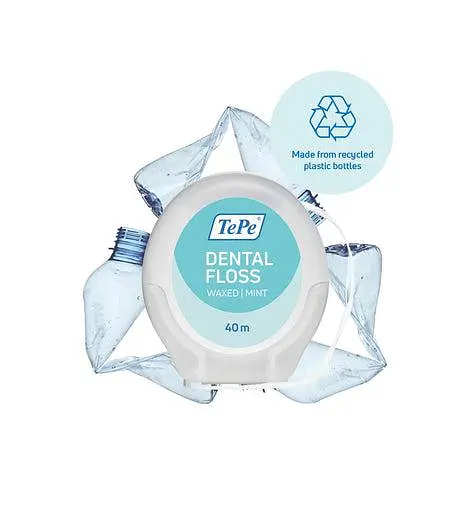 Зубна нитка TePe Dental Floss вощена, що розпушується (м'ята), 40 м - фото 4