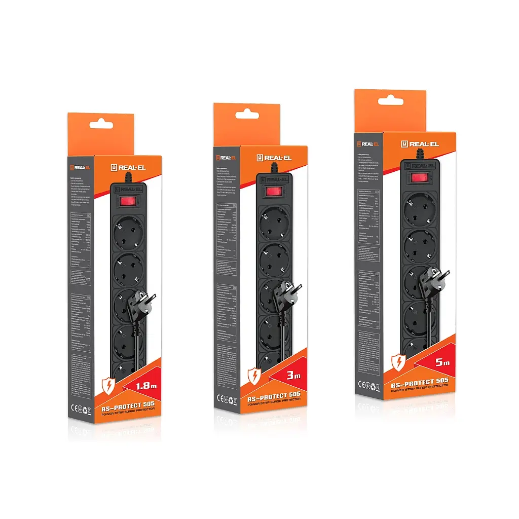 Мережевий фільтр живлення REAL-EL RS-Protect 505, 5m, black (EL122300046) - фото 11