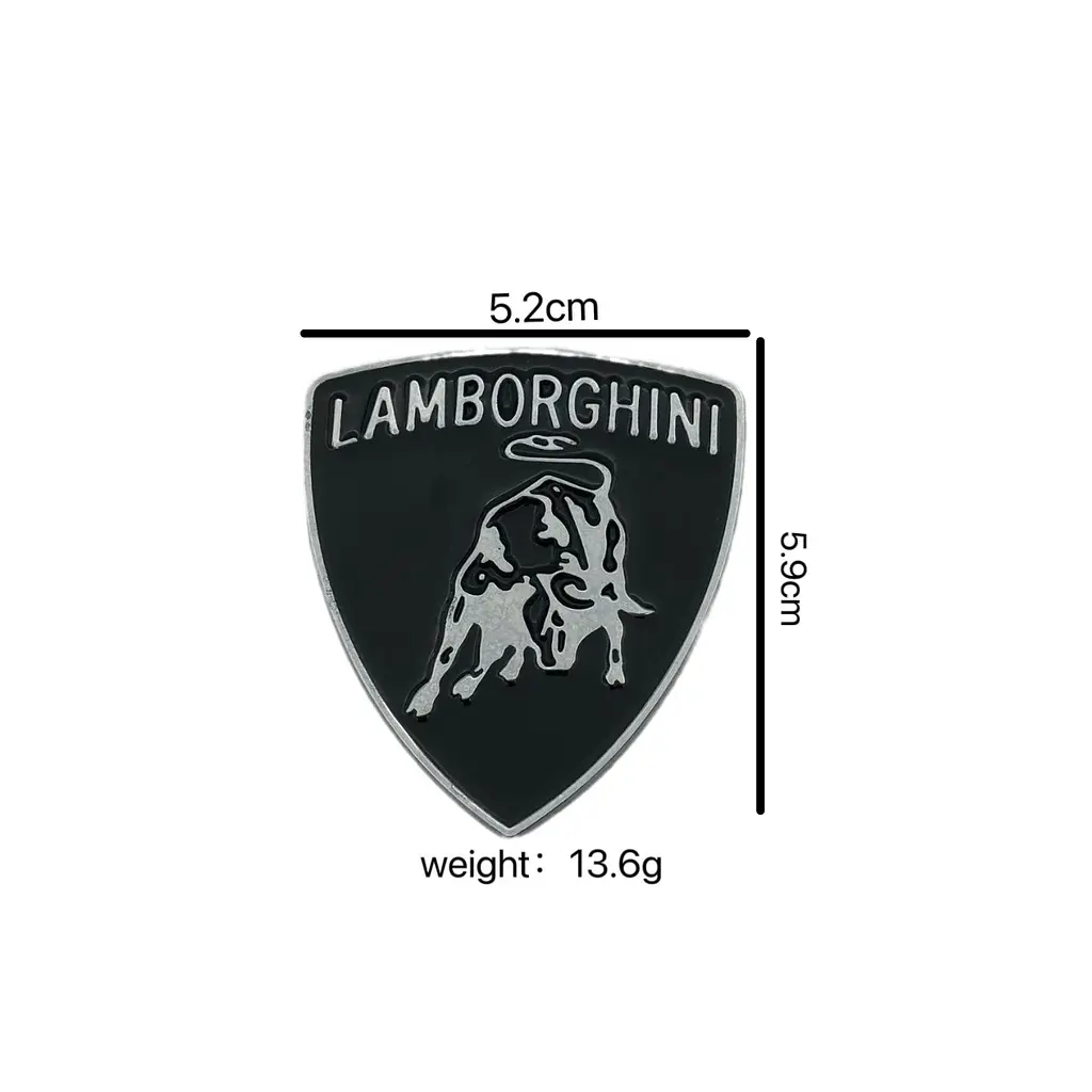 Емблема Lamborghini 59×52мм Чорна+срібло метал (на скотчі) - фото 2