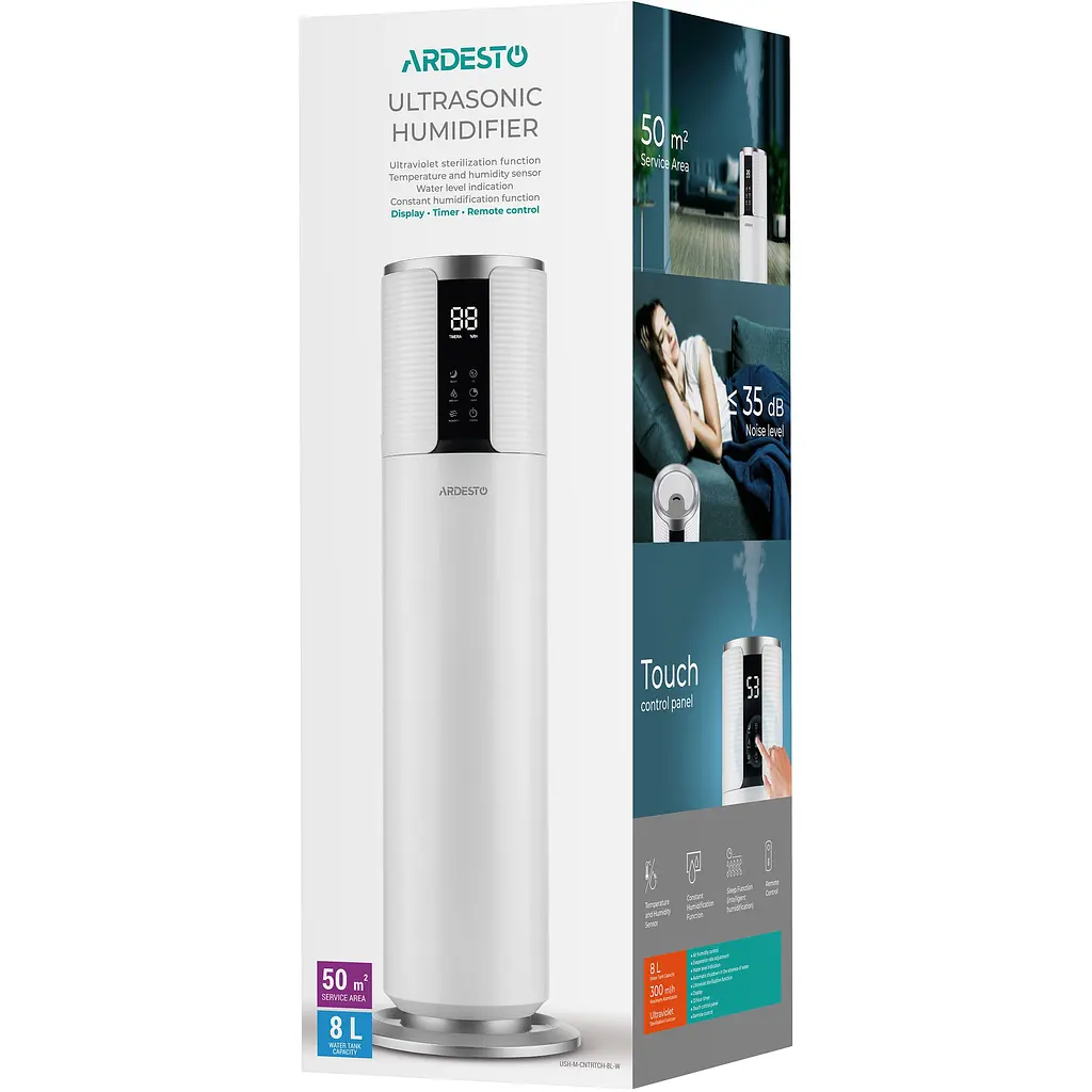 Зволожувач повітря Ardesto 8 л білий (USH-M-CNTRTCH-8L-W) - фото 6