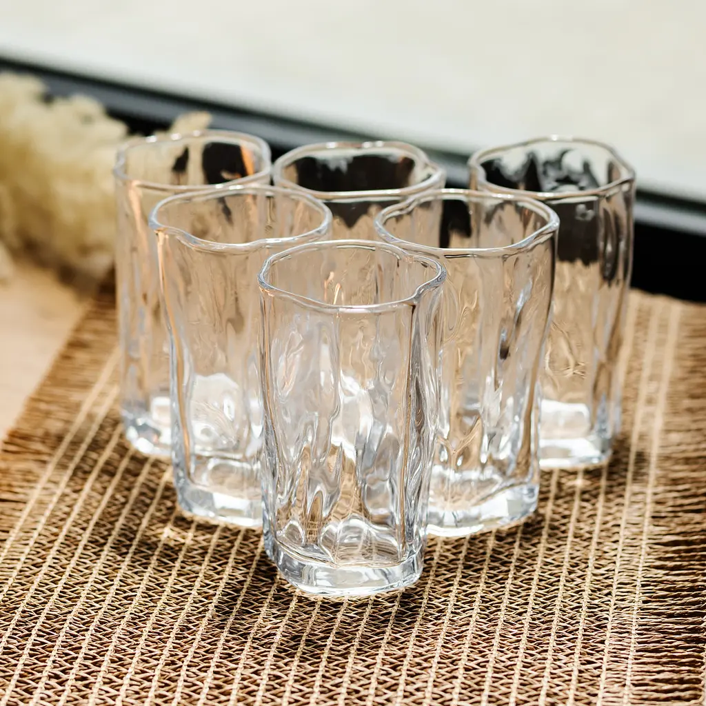 Набір склянок для напоїв Yiwu Crinkle Glass 6 штук по 270 мл для лимонадів соку води коктейлів склянки скляні HP-17-62 - фото 2