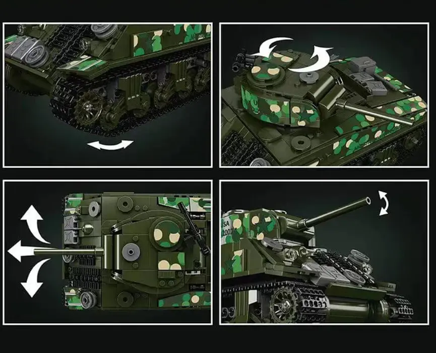 Конструктор танк на радиоуправлении Mould King M4 Sherman Tank  Technik военная техника для взрослых и детей 950 деталей - фото 3