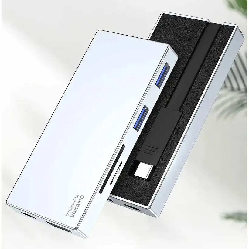 USB адаптер Vokamo HT2 6 в 1 HUB із вбудованим шнуром Type-C - фото 4