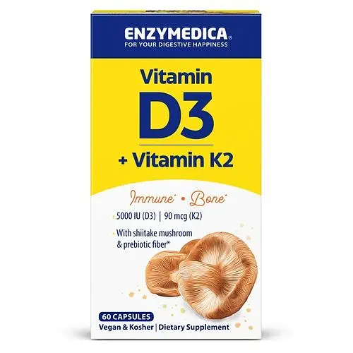 Вітаміни та мінерали Vitamin D3 + Vitamin K2, 60 капсул Enzymedica vit0001100 - фото 2