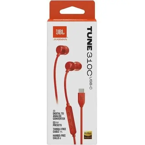 Навушники провідні юсб JBL T310C USB-C (JBLT310CRED) червоні JBLT310CRED - фото 5