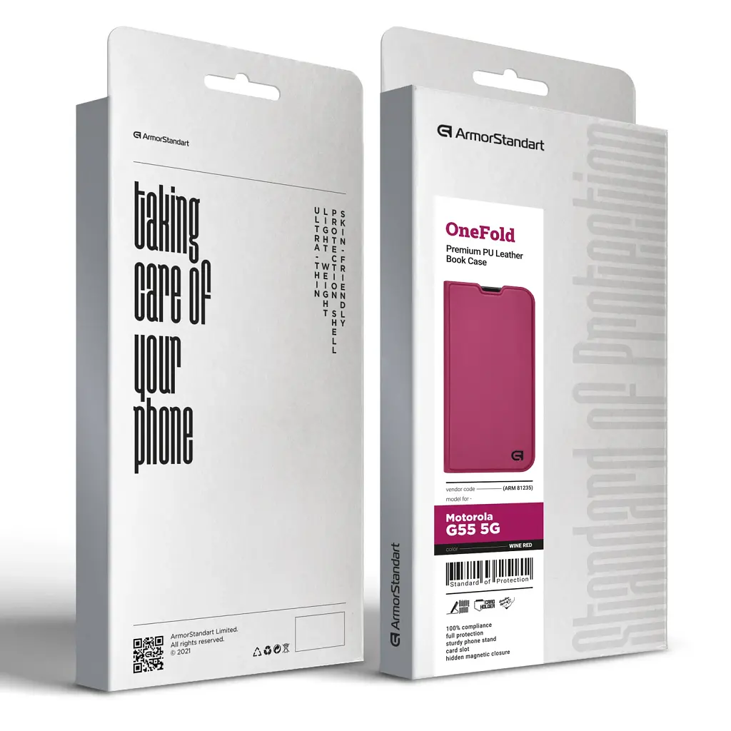 Чохол-книжка ArmorStandart OneFold Case для Motorola G55 5G Wine Red - фото 6