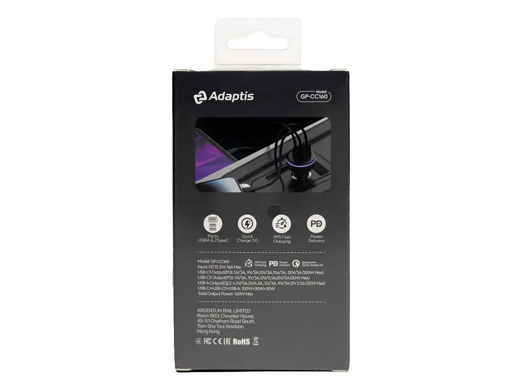 Автомобільний зарядний пристрій Adaptis GP-CC160 160W (2 Type-C+USB) - фото 2