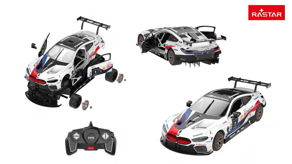 Машинка конструктор на управлении BMW M8 GTE белый RASTAR 1:18 - фото 2