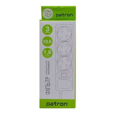 Мережевий фільтр живлення Patron (EXT-PN-SP-1032-GR), 1.8m Grey (EXT-PN-SP-1032-GR) - фото 3