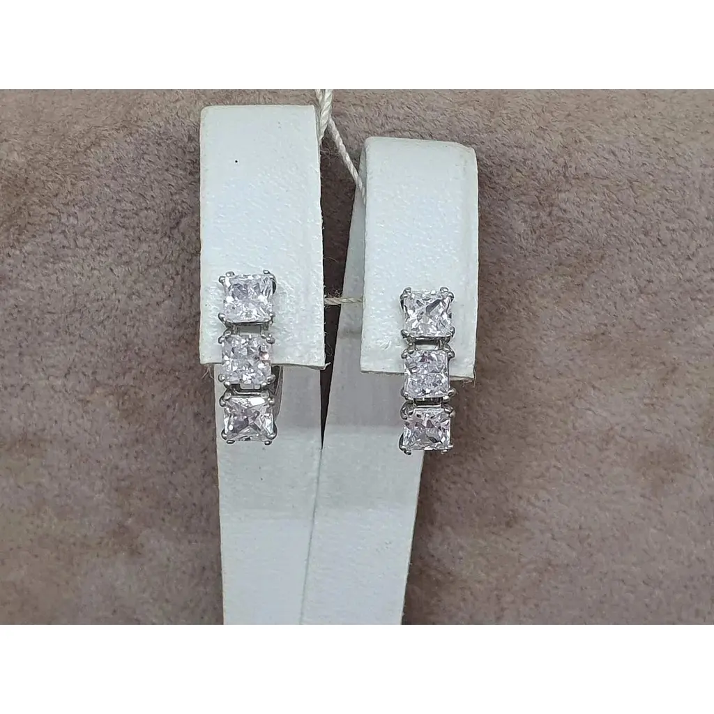 Срібні сережки Агні ТРІО з фіанітами. 2973/9Р-CZ - фото 4