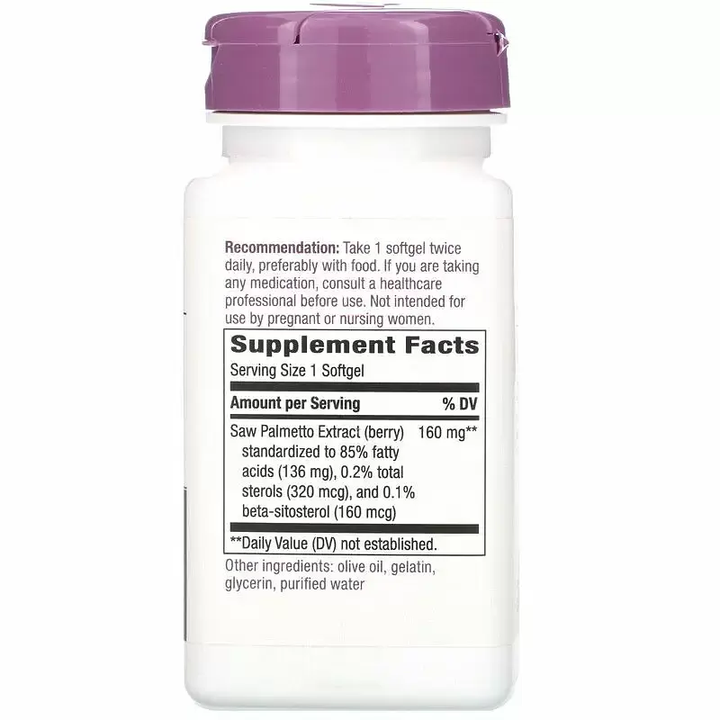 Со Пальметто Nature's Way Saw Palmetto 160 мг 60 гелевых капсул - фото 2