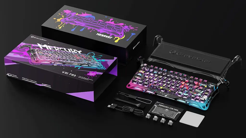 Клавіатура GravaStar Mercury V75 Pro 80keys Magnetic Jade Gaming 8K USB-A RGB Neon Graffiti (GSV75PRO_U_CG_BLK) - фото 15