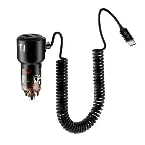 Автомобільний зарядний пристрій XO CC59 car charging built in Type-C with cable (Type-C to Type-C 110W) Чорний - фото 6