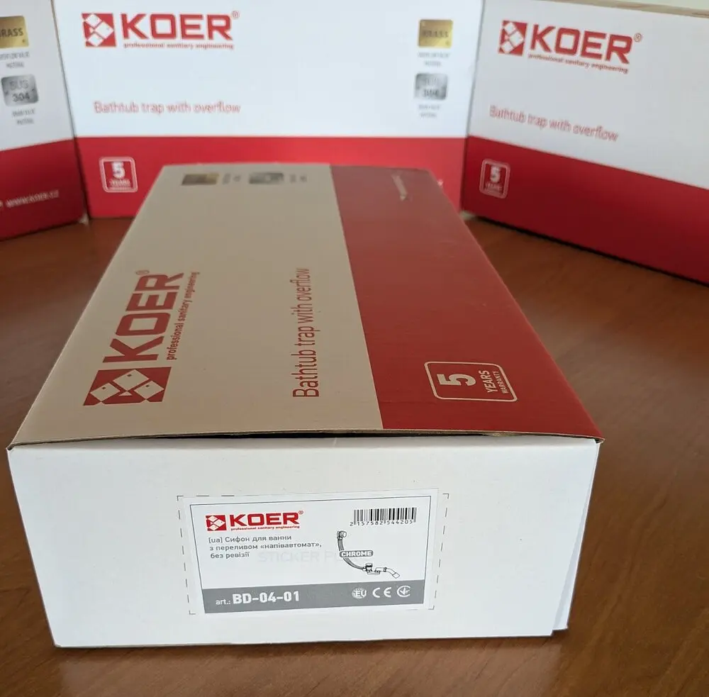 Сифон для ванни Koer BD-04-01 напівавтоматичний без ревізії KR5442 - фото 5